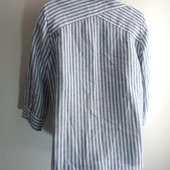 Chicos stripe no iron linen blouse shirt size 0 - Picture 4 of 4